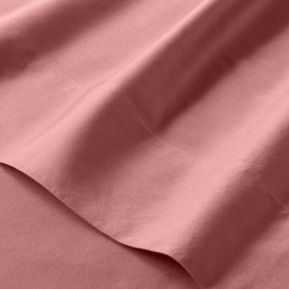4pc Queen 500TC Washed Supima Cotton Sateen Sheet Set - Rose Pink - Picture 4 of 4